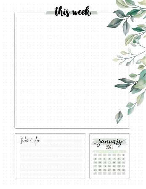 Free Floral Weekly Planner Pages Bullet Journal Inspiration