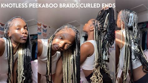 How To Knotless Box Braids With Curly Ends Beginner Friendly Peekaboo Braids Roberlina S