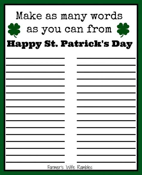 People celebrate the occasion with much honor. Free St. Patrick's Day Word Puzzle Printable | St patrick ...