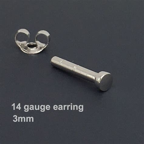 14 Gauge Earring 14g Gauged Stud Earring Silver Cartilage