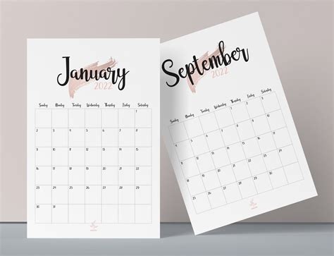 2022 Printable Calendar 2022 Wall Calendar Monthly Planner Etsy