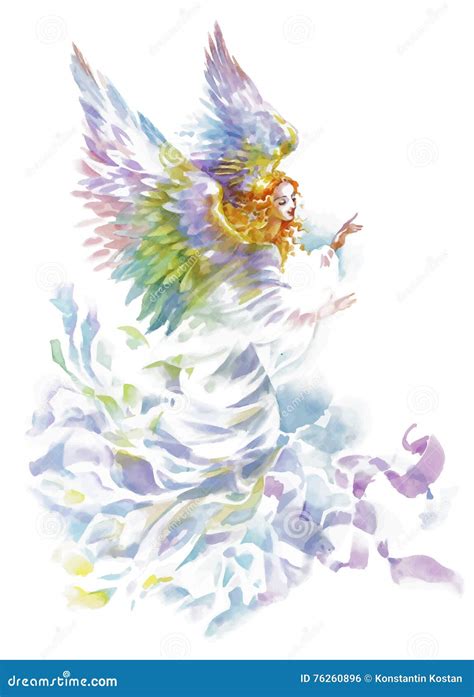 Angel With Wings Watercolor Illustration Stock Vector Illustration