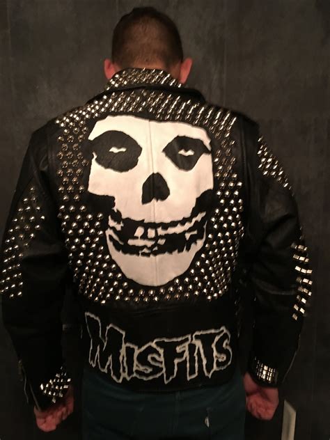 Misfits Punk Studded Painted Leather Jacket Danzig Doyle Etsy