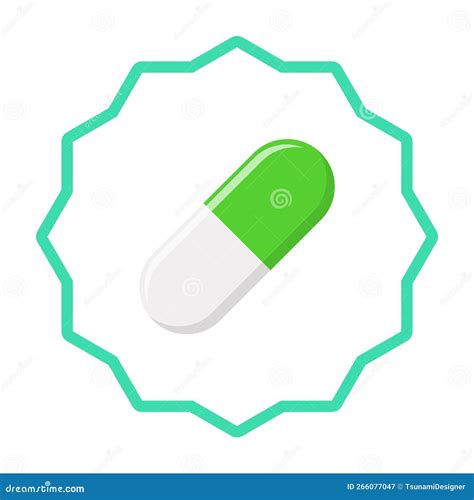 Green Pill Capsule, Medicine, Vector Mark Symbols Green Style. Isolated