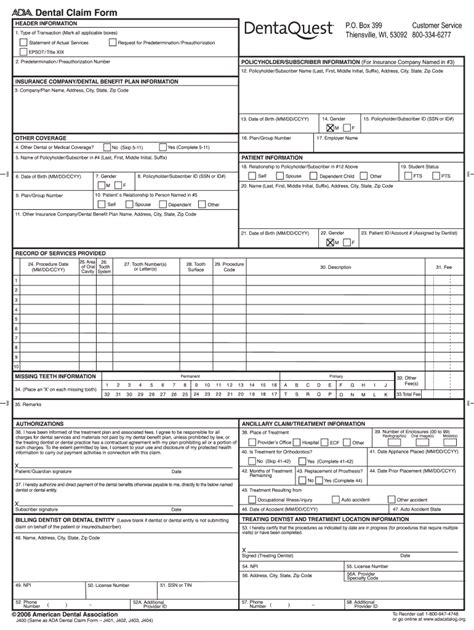Online Ada Claim Form For Dentaquest 2020 2021 Fill And Sign