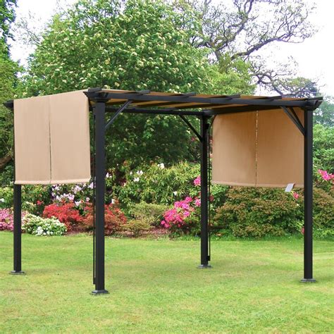 Outsunny 10 X 10 Outdoor Retractable Canopy Pergola Steel Frame Patio