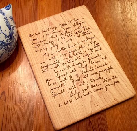 Grandmothers Handwritten Recipe Cutting Board Engraved Etsy