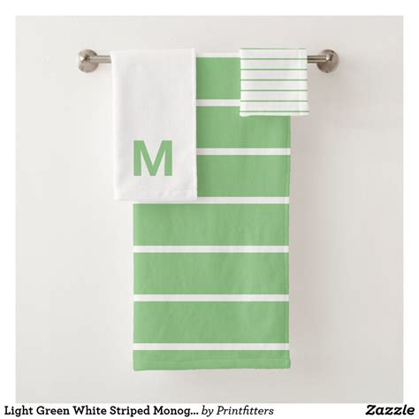 Check spelling or type a new query. Light Green White Striped Monogram Bath Towel Set | Zazzle ...
