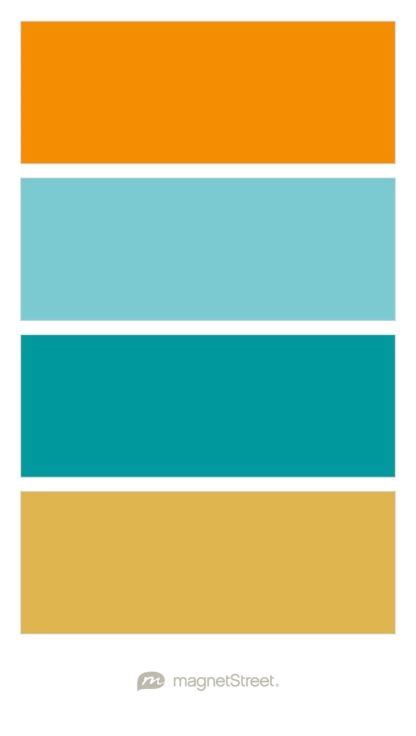Tangerine Turquoise Teal And Gold Wedding Color Palette Custom