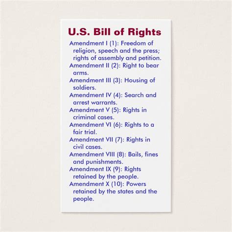 U S Bill Of Rights ~ First 10 Amendments ~ Zazzle