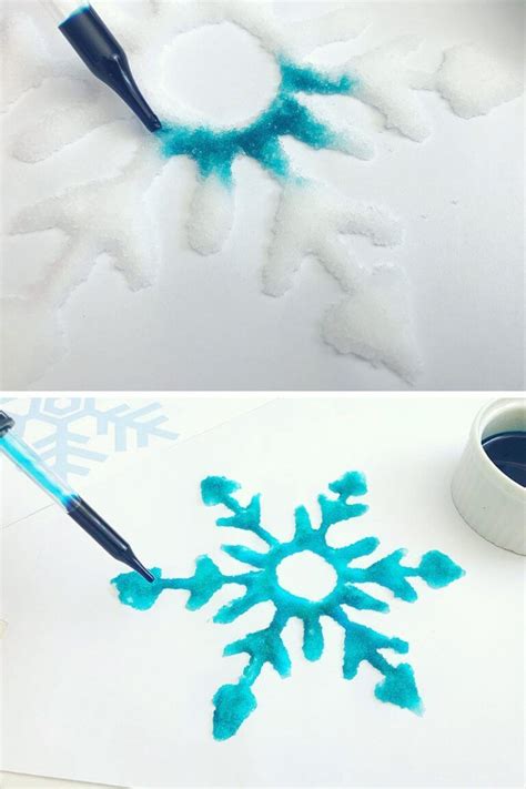 Snowflake Painting With Salt Salt Painting Snowflakes Art Painting