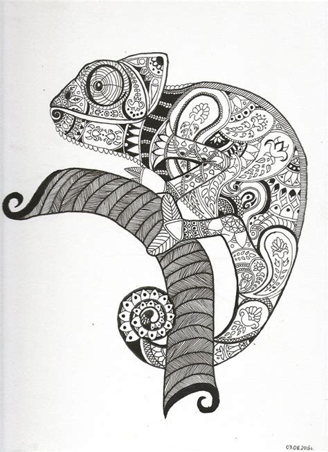 India Chameleon By Ciociamrok Zentangle Animals Art Doodle Art