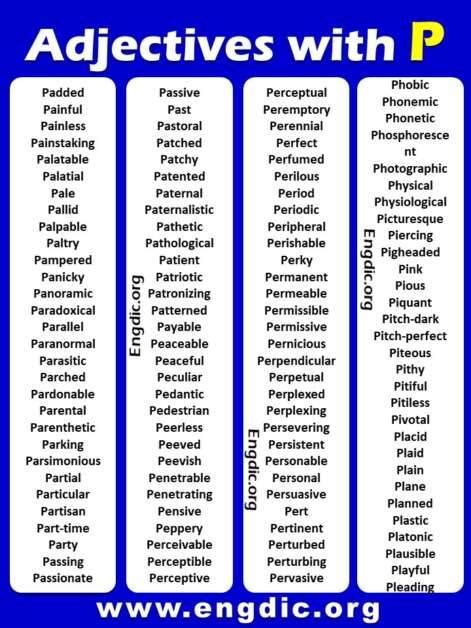 All Adjectives that Start with P (Sorted List) – EngDic
