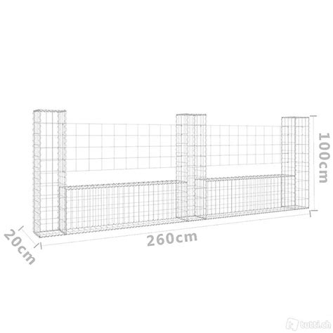 Gabionenkorb U Form mit 3 Säulen Eisen 260x20x100 cm im Kanton Zürich