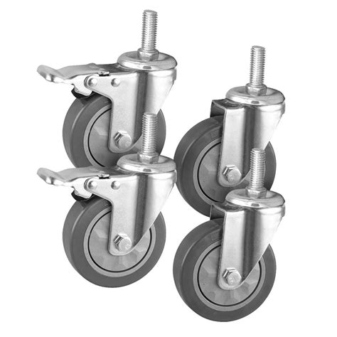 4 Heavy Duty Polyurethane Swivel Castor Wheels With 2 Lock Brakes