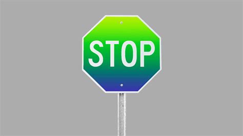 Animated Illustration Of A Stop Sign With A Shifting Multi Color