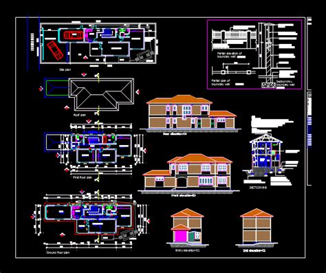 Storey House Floor Plan Dwg Zweistockiges Haus Plan Cad Zeichnung Cadblocksfree Cad Blocks