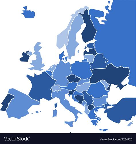 Blank Coloured Political Map Of Europe Royalty Free Vector