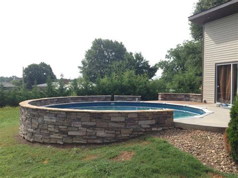 Retaining Wall Around The Pool Backyard Pool Landscaping Above