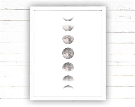 Moon Phases Wall Art Printable Lunar Phases Poster Wall Decor Instant