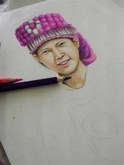 Drawing Hmong Girl By Hmong Girl Artworks Beanie Culture Drawings Hats Girl Beautiful
