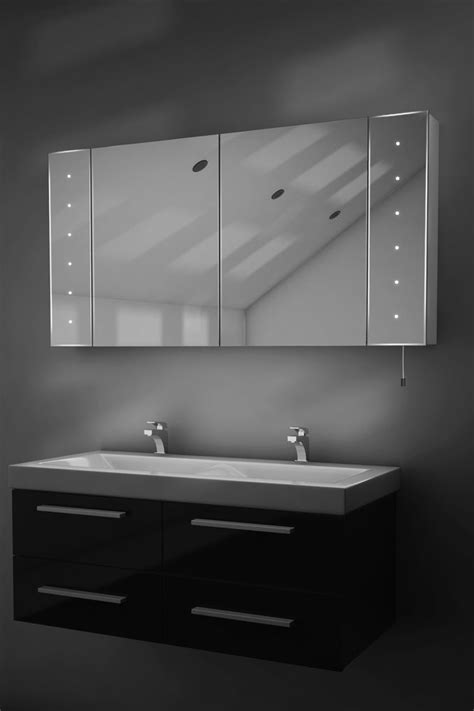 Karma Led Illuminated Battery Bathroom Mirror Cabinet With Pull Cord