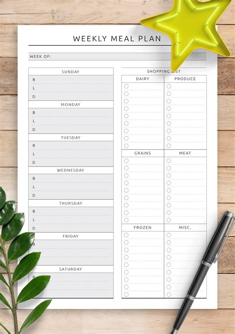 Printable Meal Planning Template With Grocery List Printable