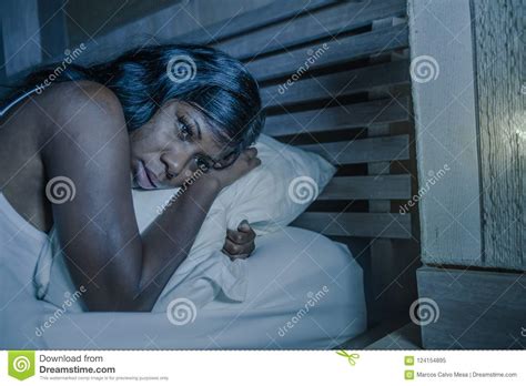 Night Portrait Of Young Sad And Worried Black African American Woman In