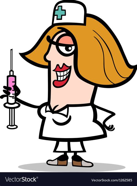 Nurse With Syringe Cartoon Royalty Free Vector Image