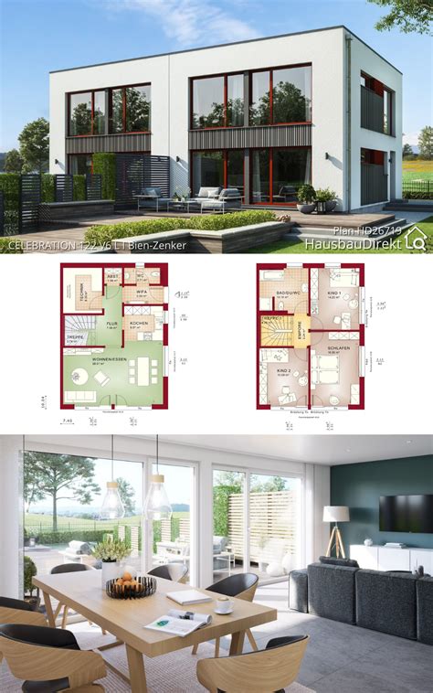 Der grundriss eines hauses ist das ergebnis individueller vorlieben und lebensweisen. Modernes Doppelhaus mit Flachdach Architektur bauen ...