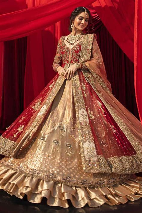 Golden Indian Wedding Dress For Bridal Wear Bn1120 In 2022 Indian Wedding Dress Indian