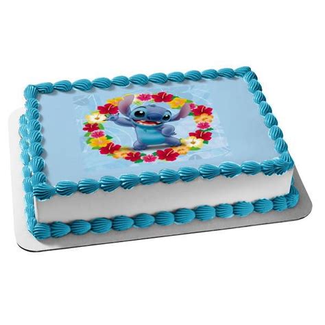 Stitch With Flowers From Lilo And Stitch Edible Cake Topper Image