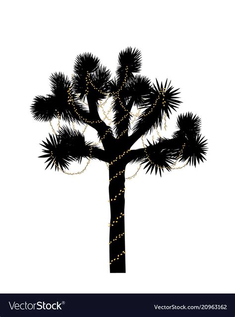 Joshua Tree Silhouette Decorated With Christmas Vector Image