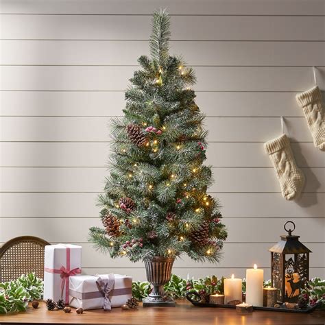 4 Foot Mixed Pine Pre Lit Clear Led Pre Decorated