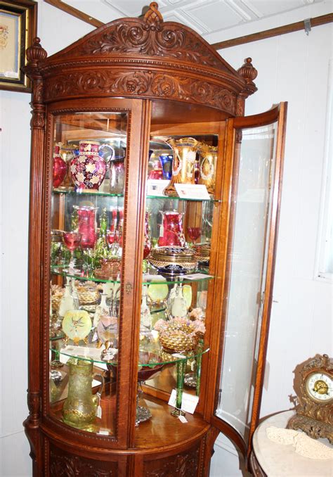 Bargain Johns Antiques Antique Carved Oak Corner China Cabinet