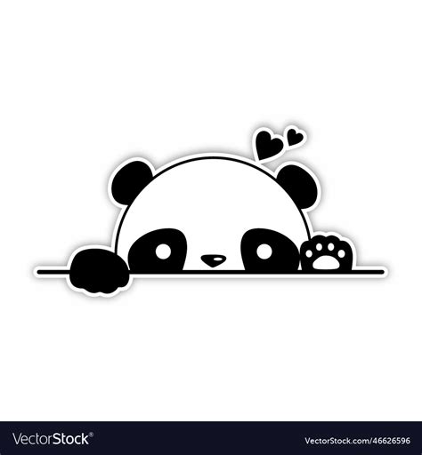 Cute Panda Sticker Say Hi With Love Royalty Free Vector