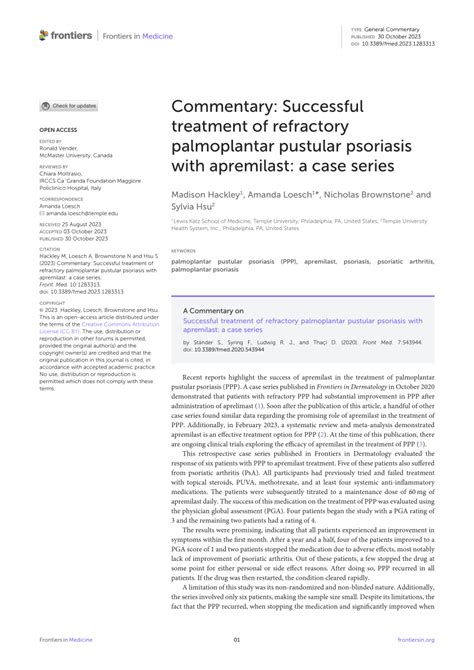 Pdf Commentary Successful Treatment Of Refractory Palmoplantar