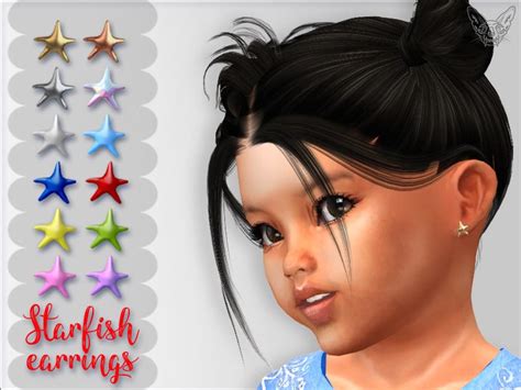 Starfish Earrings For Toddlers Sims 4 Toddler Toddler Cc Sims 4 Sims 4