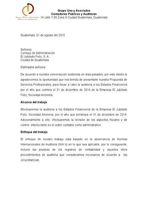 Propuesta De Servicios Profesionales Pdf Guatemala Estado Financiero