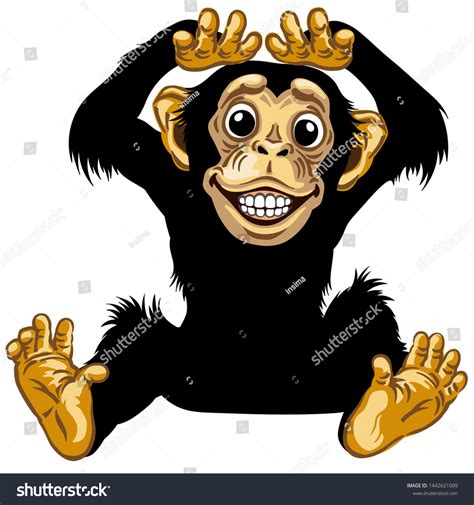 만화 침팬지나 침팬지 원숭이는 얼굴에 큰 스톡 벡터로열티 프리 1442621009 Shutterstock