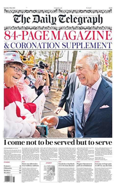 Daily Telegraph Front Page 6th Of May 2023 Tomorrows Papers Today