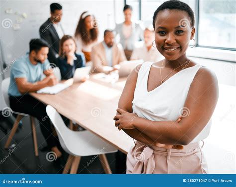 Black Woman In Business Smile In Portrait And Arms Crossed Leadership