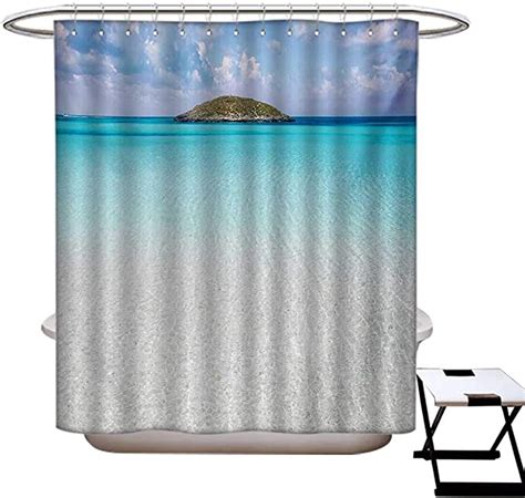 Haommhome Ocean Polyester Fabric Shower Curtain Liner Paradise Beach In Caribbean