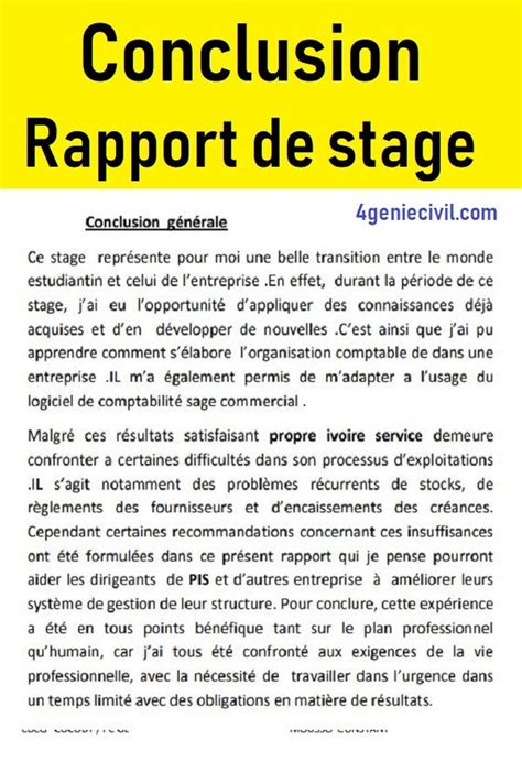 Conclusion Rapport De Stage 3eme