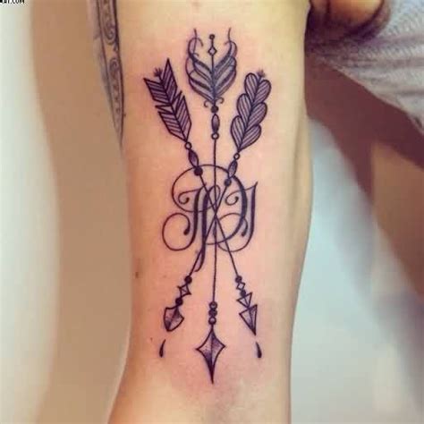Fancy Crossed Arrows Tattoo On Arm Arrow Tattoos For Women Arrow