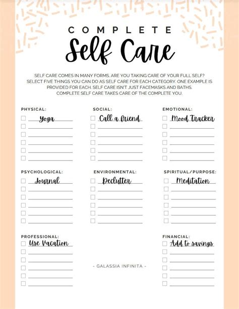 Complete Self Care Digital Or Printable Worksheet Etsy