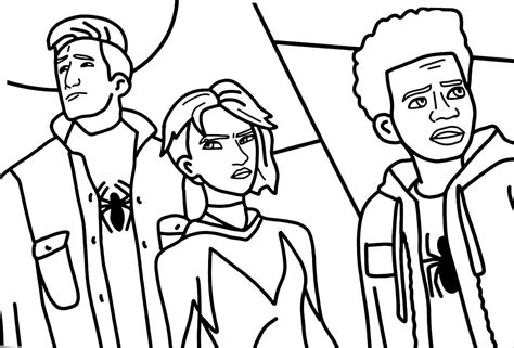 Peter Parker Miles Morales And Gwen Stays Coloring Pages Coloring Cool
