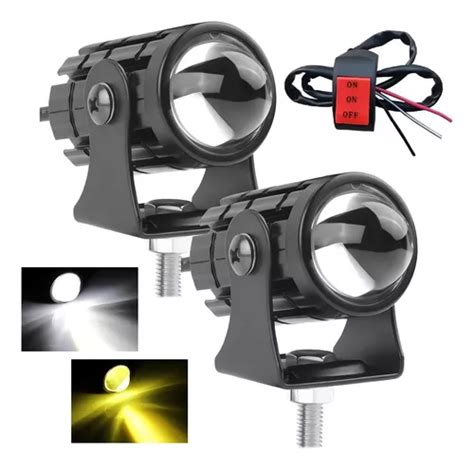 12 80v Par Faros De Lupa Luz Spot Doble Color Para Auto Moto Meses sin interés