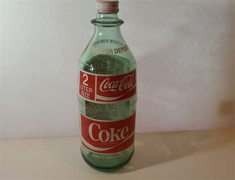 1970s Coca Cola 2 Liter 676 Oz 2qts 36 Ozs Green Glass Bottle With