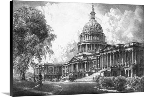 Digitally Restored Vintage Print Of The Us Capitol Building Wall Art